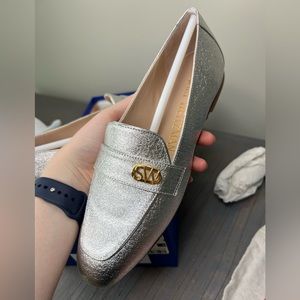 Brand New Stuart Weitzman Silver Loafers Size 8